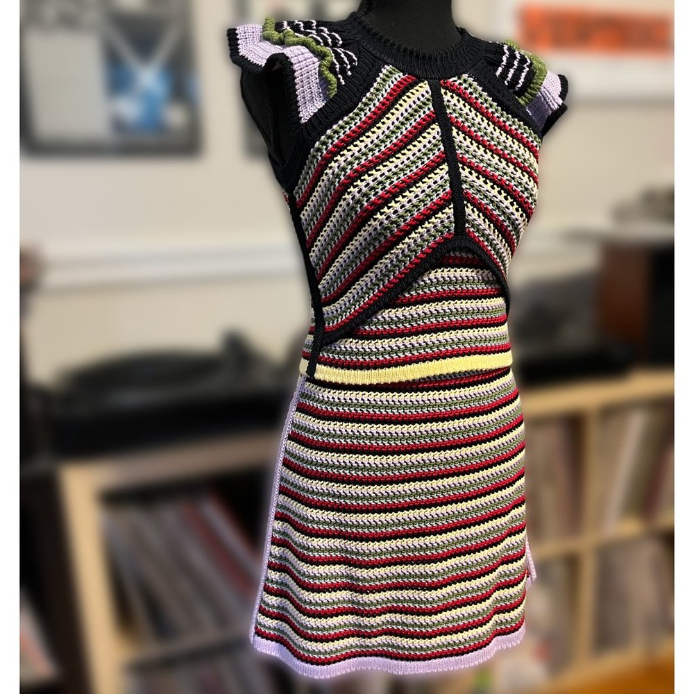 ALEXACHUNG rare colorful striped knit top and skirt set from first collection - Picture 11 of 11